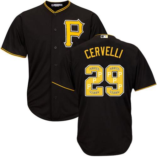 Pirates #29 Francisco Cervelli Black Team Logo Fashion Stitched MLB Jersey